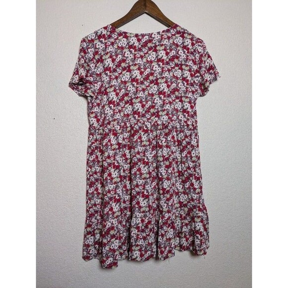 Motel Red Floral Babydoll Mini Dress Size Large Cottagecore Coquette 90s Y2k - Picture 8 of 9
